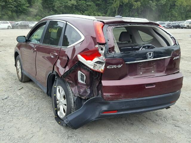 5J6RM4H78DL015767 - 2013 HONDA CR-V EXL BURGUNDY photo 3