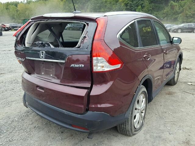 5J6RM4H78DL015767 - 2013 HONDA CR-V EXL BURGUNDY photo 4