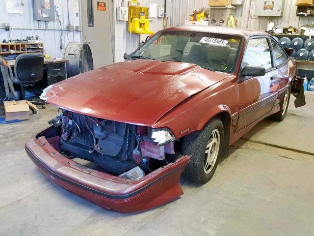 1G1JF14T2M7122734 - 1991 CHEVROLET CAVALIER Z BURGUNDY photo 2