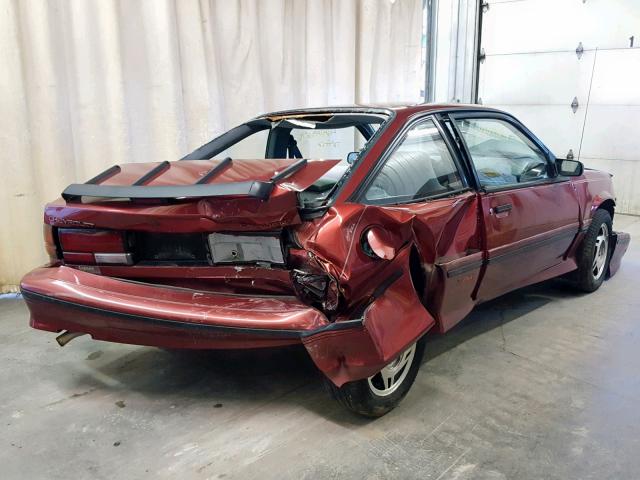 1G1JF14T2M7122734 - 1991 CHEVROLET CAVALIER Z BURGUNDY photo 4