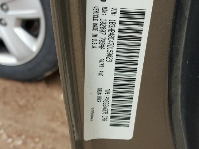 1B3HB48C47D150023 - 2007 DODGE CALIBER SX TAN photo 10