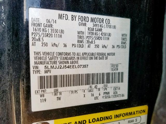 5LMJJ2J54EEL07357 - 2014 LINCOLN NAVIGATOR BLACK photo 10