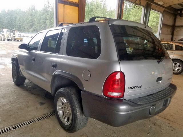 1B4HR38N92F158747 - 2002 DODGE DURANGO SP SILVER photo 3