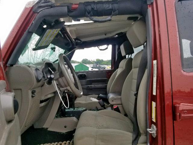 1J4GA59157L217504 - 2007 JEEP WRANGLER S MAROON photo 5