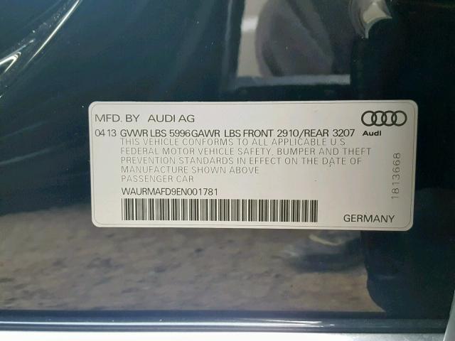 WAURMAFD9EN001781 - 2014 AUDI A8 L TDI BLACK photo 10