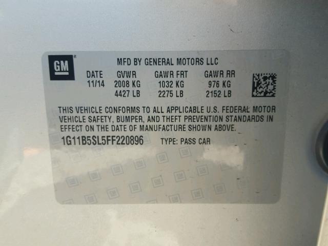 1G11B5SL5FF220896 - 2015 CHEVROLET MALIBU LS SILVER photo 10