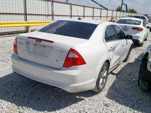 3FAHP0HA7CR364227 - 2012 FORD FUSION SE WHITE photo 4