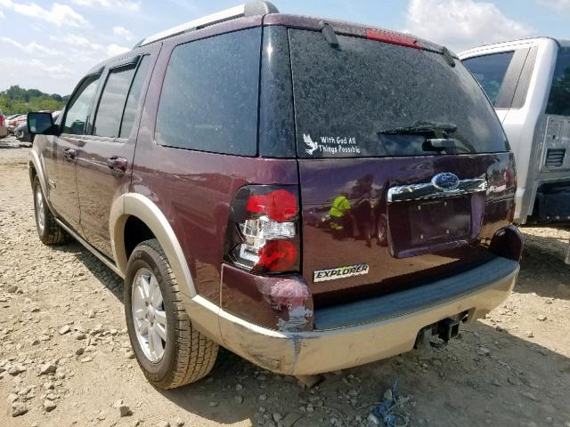 1FMEU74E67UA68388 - 2007 FORD EXPLORER E MAROON photo 3