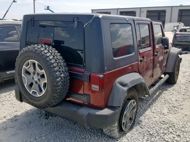 1J4GB39147L226132 - 2007 JEEP WRANGLER X BURGUNDY photo 4