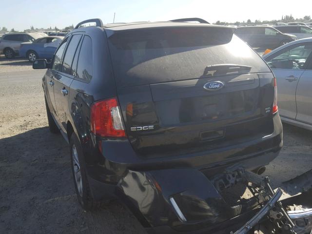 2FMDK4JC2BBB18446 - 2011 FORD EDGE SEL BLACK photo 3