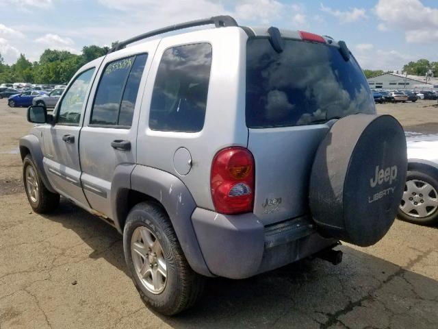 1J4GL48K84W157789 - 2004 JEEP LIBERTY SP SILVER photo 3