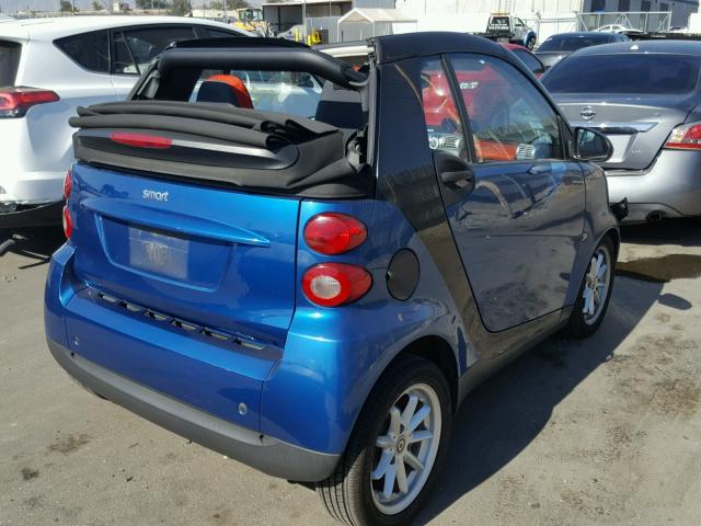 WMEEK31X38K150599 - 2008 SMART FORTWO PAS BLUE photo 4