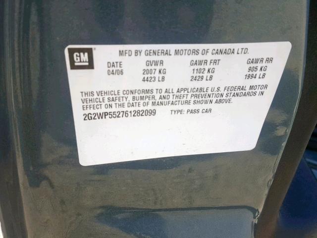 2G2WP552761282099 - 2006 PONTIAC GRAND PRIX BLUE photo 10