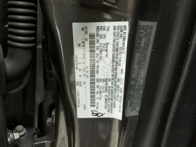 1FAHP3J26CL327799 - 2012 FORD FOCUS TITA GRAY photo 10