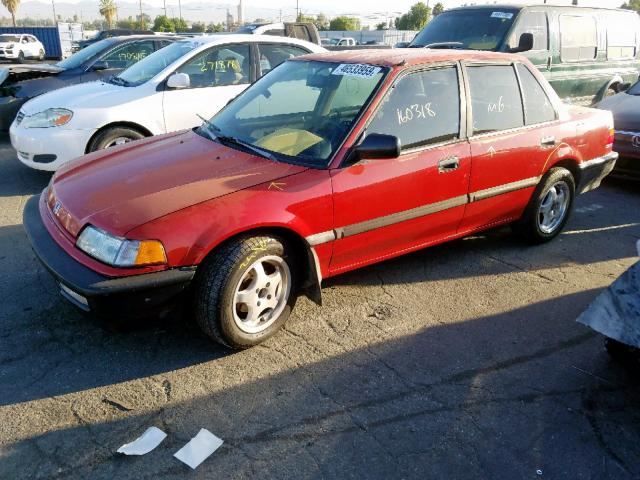 JHMED3546MS038428 - 1991 HONDA CIVIC DX RED photo 2