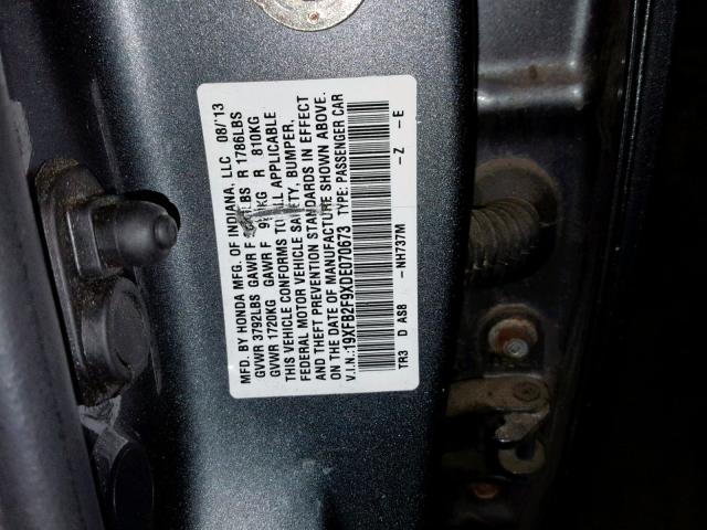 19XFB2F9XDE070673 - 2013 HONDA CIVIC EXL 灰色 照片 10