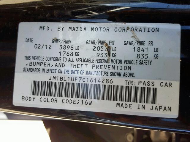 JM1BL1UF7C1614286 - 2012 MAZDA 3 I BLACK photo 10