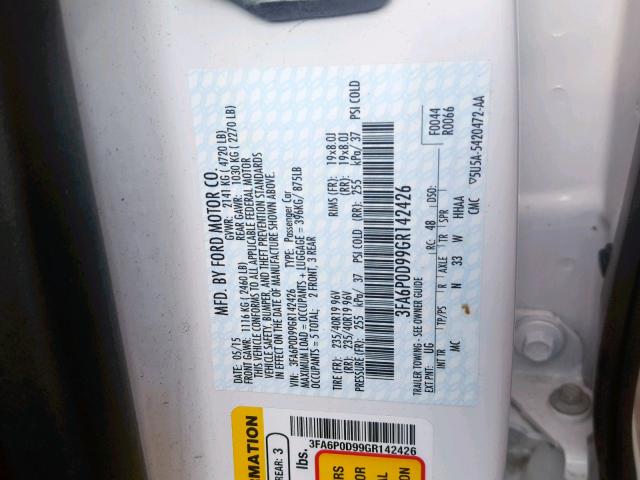 3FA6P0D99GR142426 - 2016 FORD FUSION TIT WHITE photo 10