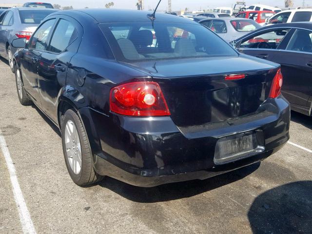 1C3CDZAB8CN294264 - 2012 DODGE AVENGER SE BLACK photo 3