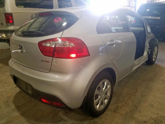 KNADN5A32E6416464 - 2014 KIA RIO EX SILVER photo 4