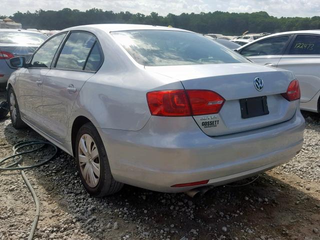 3VW2K7AJ1CM385604 - 2012 VOLKSWAGEN JETTA BASE 银色 照片 3
