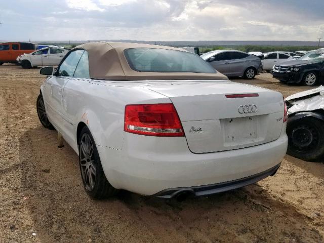 WAUAF48H09K008666 - 2009 AUDI A4 2.0T CA WHITE photo 3