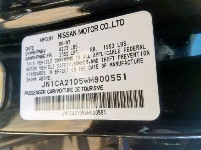 JN1CA21D5WM900551 - 1998 NISSAN MAXIMA GLE BLACK photo 10