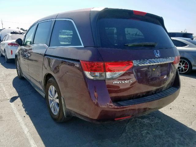 5FNRL5H45FB111768 - 2015 HONDA ODYSSEY EX BURGUNDY photo 3