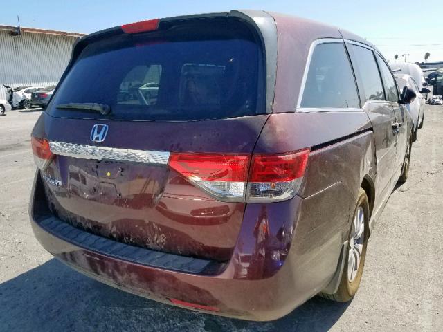 5FNRL5H45FB111768 - 2015 HONDA ODYSSEY EX BURGUNDY photo 4