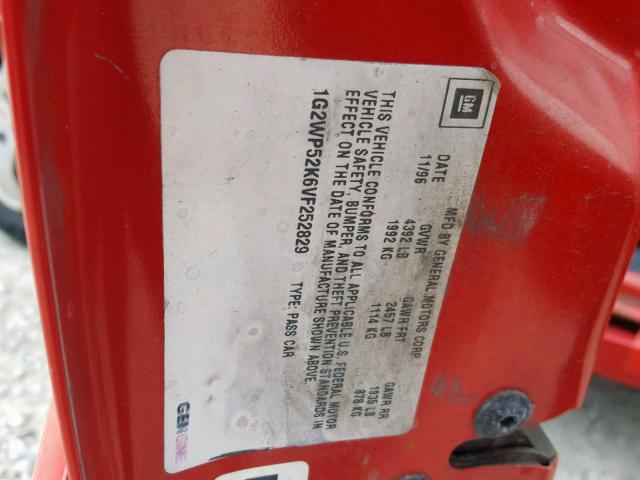 1G2WP52K6VF252829 - 1997 PONTIAC GRAND PRIX RED photo 10