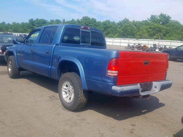 1B7HG38N02S656884 - 2002 DODGE DAKOTA QUA BLUE photo 3