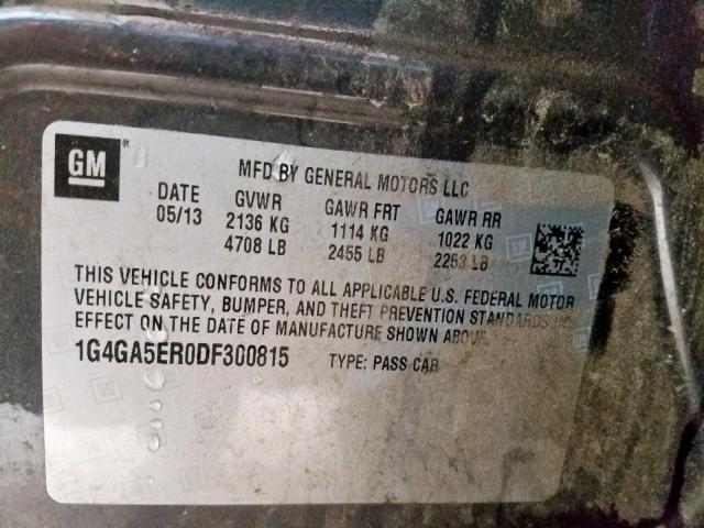 1G4GA5ER0DF300815 - 2013 BUICK LACROSSE GRAY photo 10