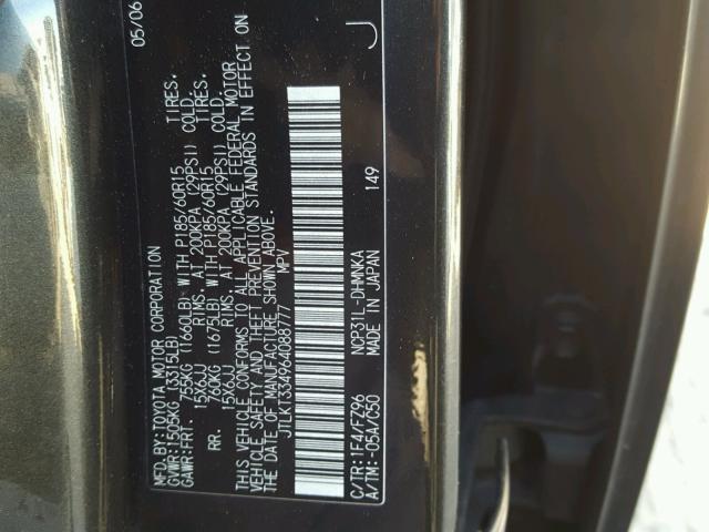 JTLKT334964088777 - 2006 TOYOTA SCION XB Grafit foto 10