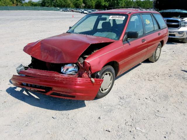 1FAPP15J1PW367178 - 1993 FORD ESCORT LX MAROON photo 2