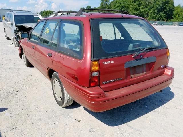 1FAPP15J1PW367178 - 1993 FORD ESCORT LX MAROON photo 3