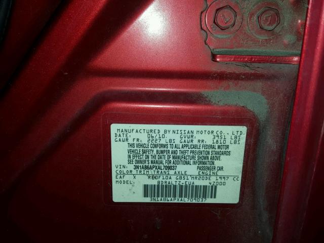 3N1AB6APXAL709037 - 2010 NISSAN SENTRA 2.0 RED photo 10