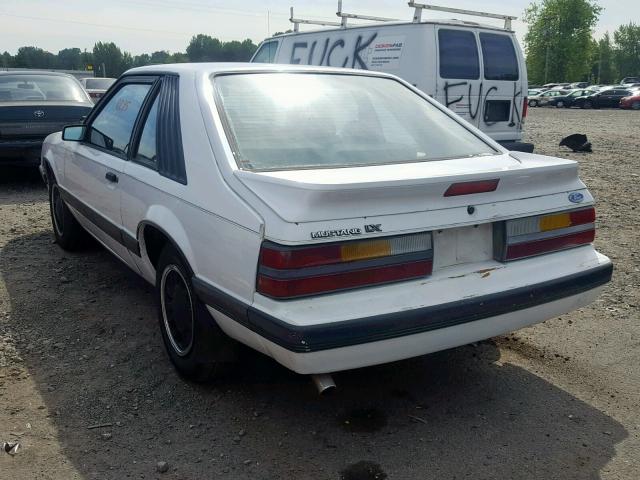1FABP2835GF165554 - 1986 FORD MUSTANG LX WHITE photo 3