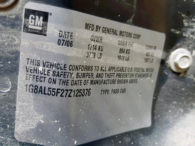 1G8AL55F27Z125376 - 2007 SATURN ION LEVEL RED photo 10