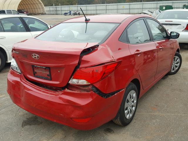 KMHCT4AE2GU085122 - 2016 HYUNDAI ACCENT SE RED photo 4