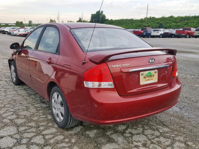 KNAFE221195650739 - 2009 KIA SPECTRA EX RED photo 3