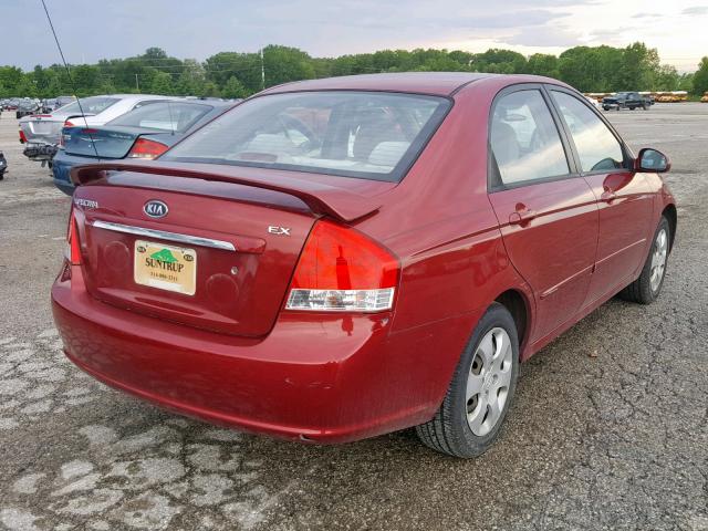 KNAFE221195650739 - 2009 KIA SPECTRA EX RED photo 4