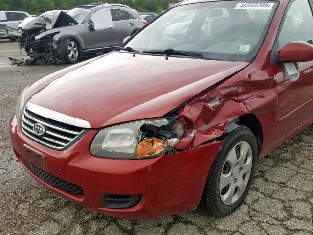 KNAFE221195650739 - 2009 KIA SPECTRA EX RED photo 9