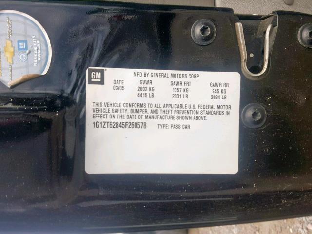 1G1ZT62845F260578 - 2005 CHEVROLET MALIBU MAX 黑色 照片 10