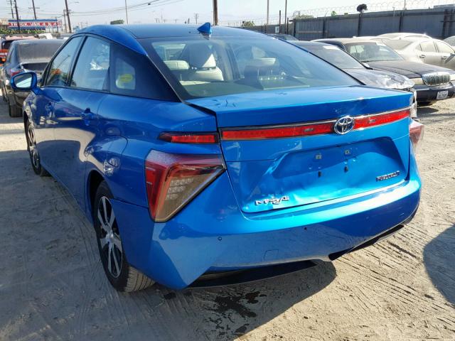 JTDBVRBD1JA003872 - 2018 TOYOTA MIRAI BLUE photo 3