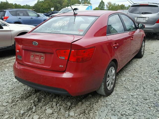 KNAFU4A27D5737188 - 2013 KIA FORTE EX RED photo 4