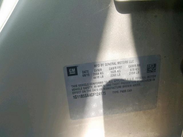 1G11B5SA4GF124175 - 2016 CHEVROLET MALIBU LIM 米色 照片 10