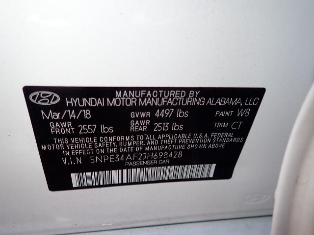 5NPE34AF2JH698428 - 2018 HYUNDAI SONATA SPO WHITE photo 10