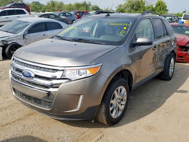 2FMDK3JC3EBB39336 - 2014 FORD EDGE SEL GRAY photo 2