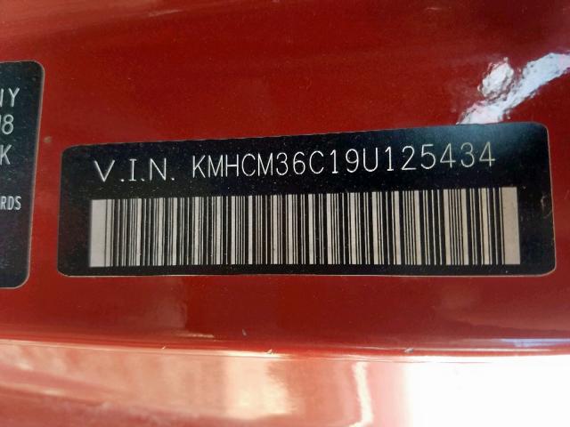 KMHCM36C19U125434 - 2009 HYUNDAI ACCENT GS ORANGE photo 10