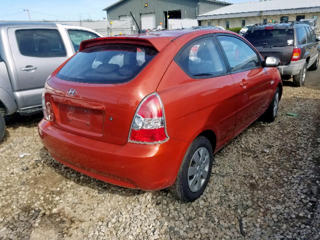 KMHCM36C19U125434 - 2009 HYUNDAI ACCENT GS ORANGE photo 4